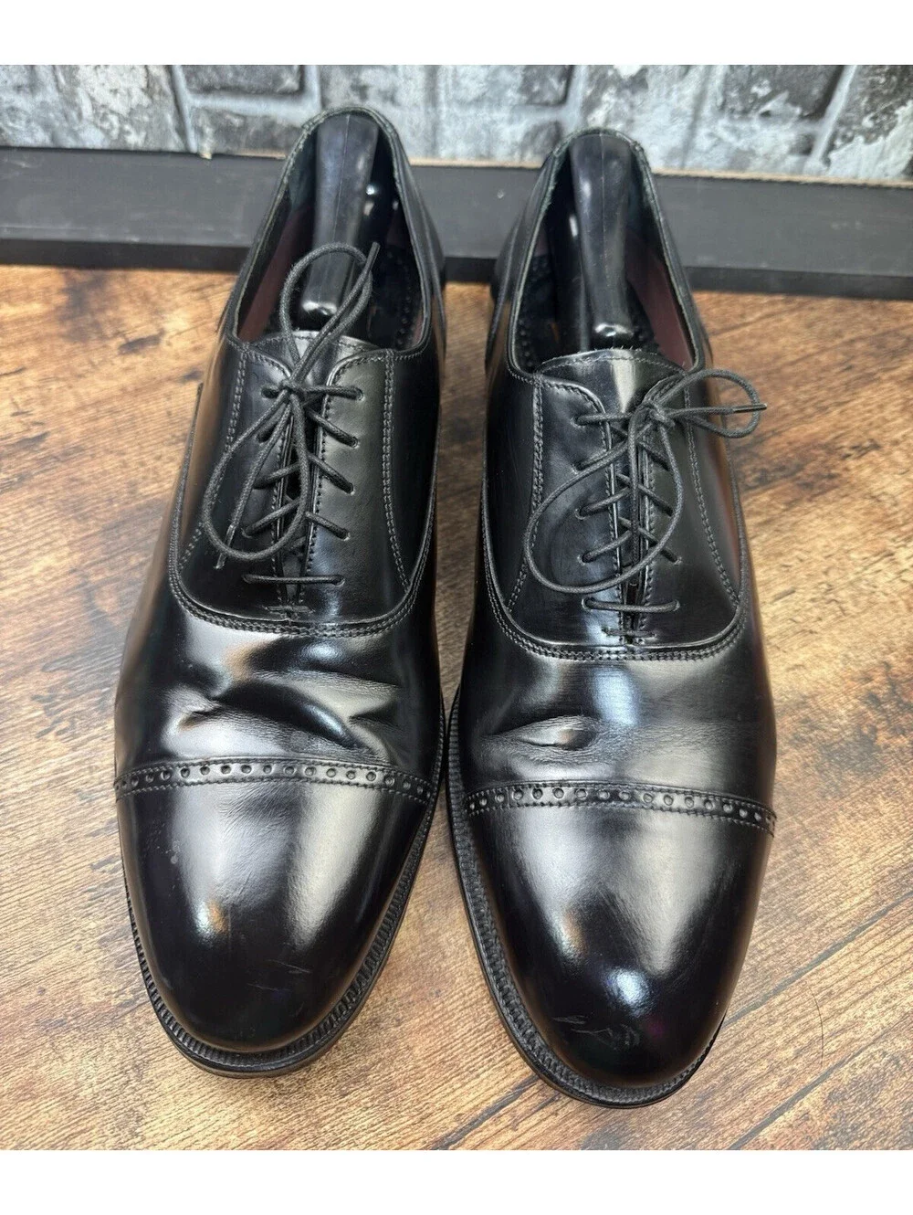 Florsheim Men’s Black Leather Lace-Up Cap Toe Oxford Dress Shoes US 11 D